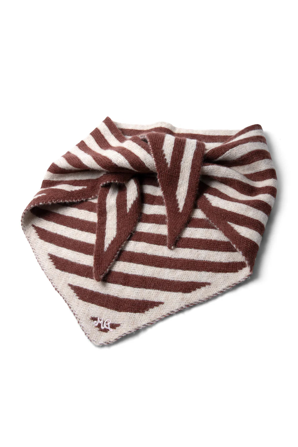 Damson Madder – Triangle Head Scarf in Chocolate / Ecru