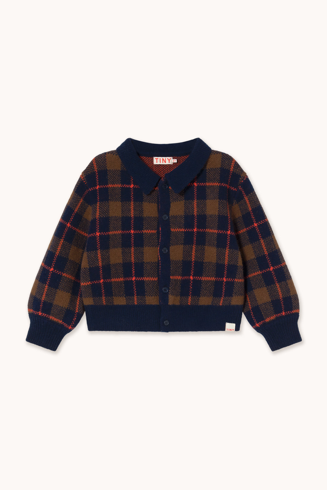 Tiny Cottons – Navy Check Wool Cardigan