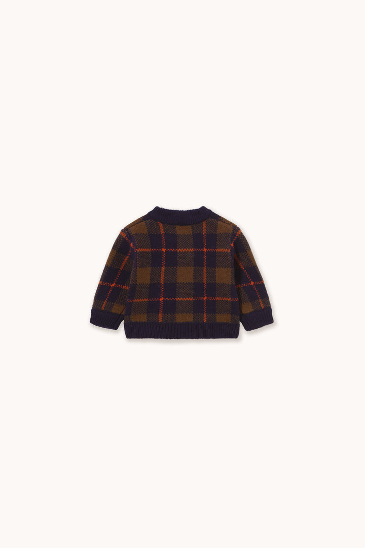 Tiny Cottons – Navy Check Wool Cardigan