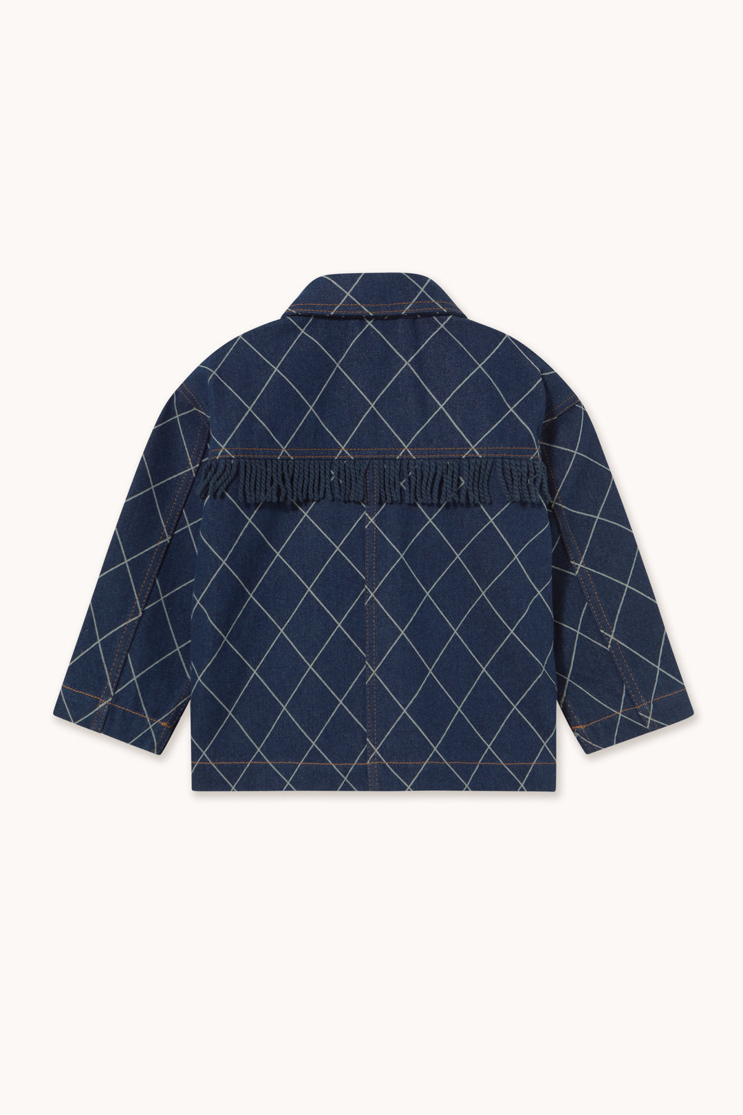 Tiny Cottons – Diamond Pattern Fringe Denim Jacket