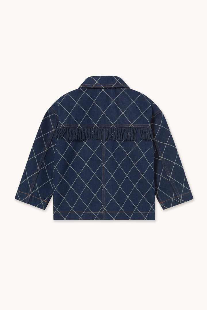 Tiny Cottons – Diamond Pattern Fringe Denim Jacket