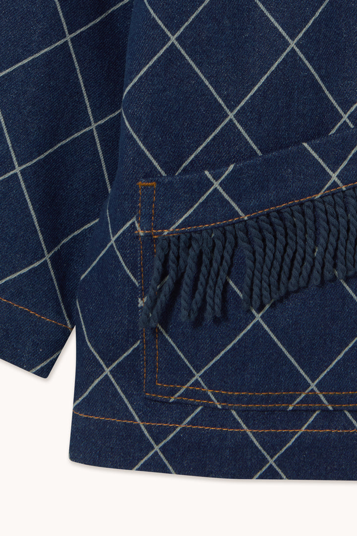 Tiny Cottons – Diamond Pattern Fringe Denim Jacket