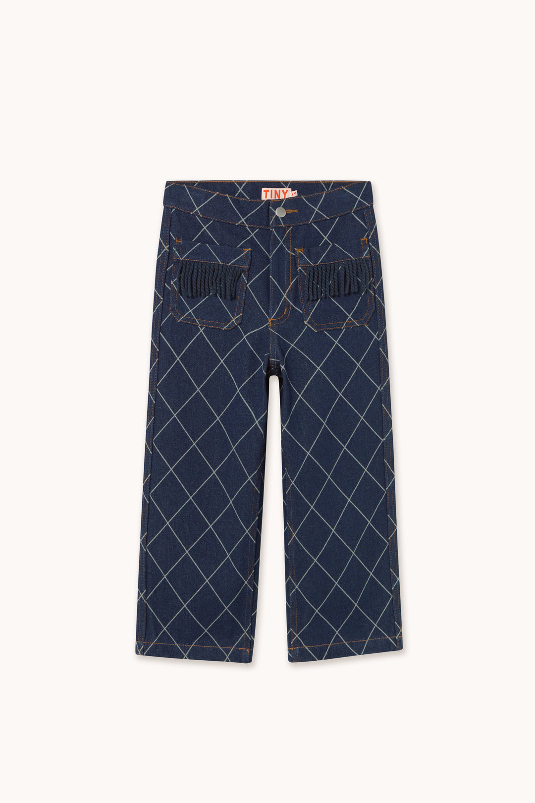 Tiny Cottons – Diamond Pattern Fringe Denim Pant