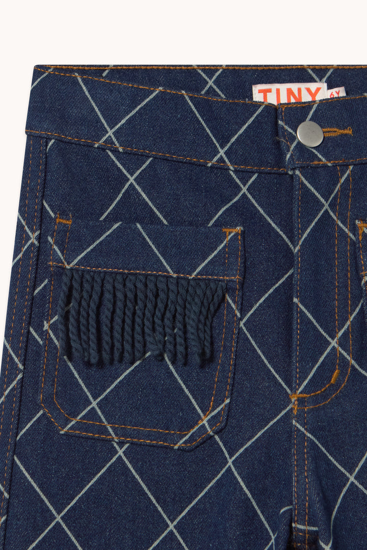 Tiny Cottons – Diamond Pattern Fringe Denim Pant