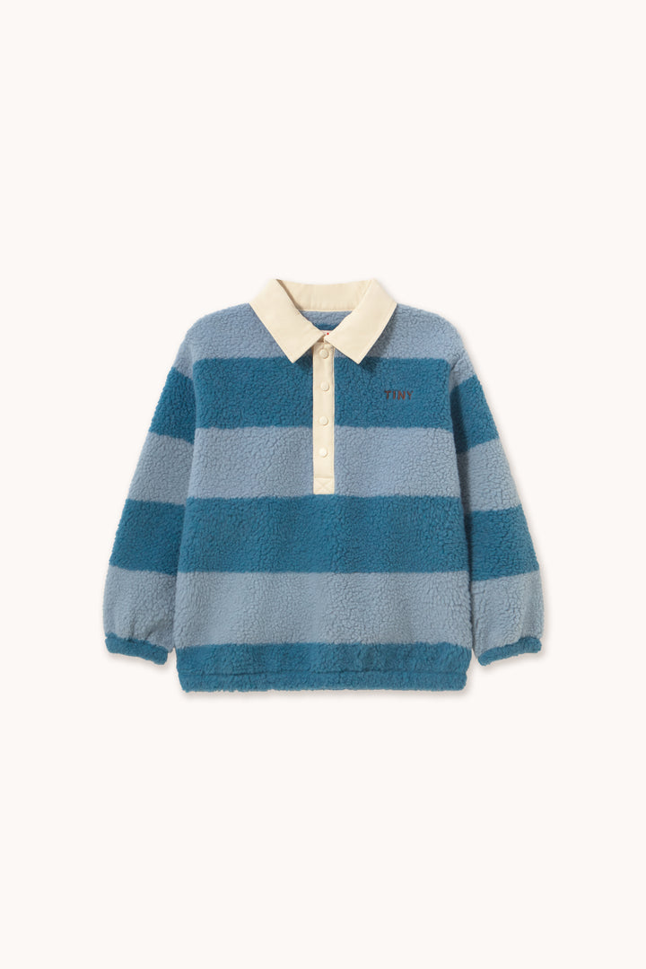 Tiny Cottons – Blue Stripes Sherpa Collared Sweatshirt