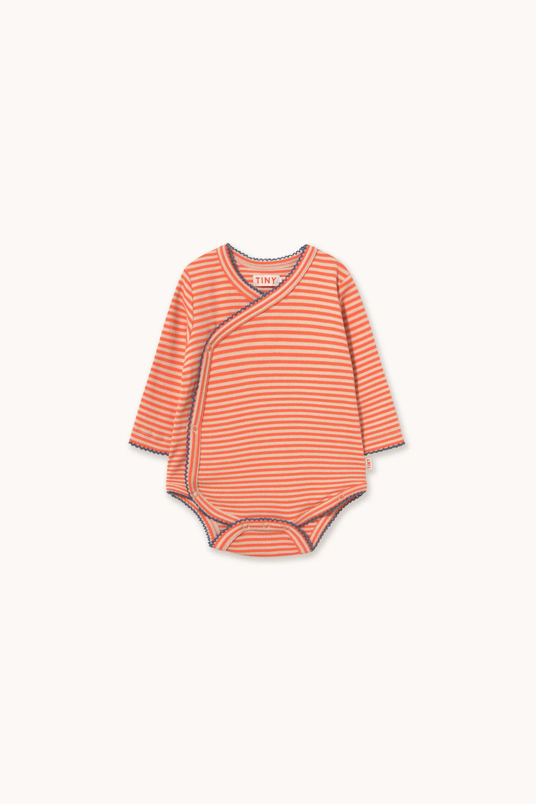 Tiny Cottons –Stripes Ribbed Crossbody Onesie in Poppy