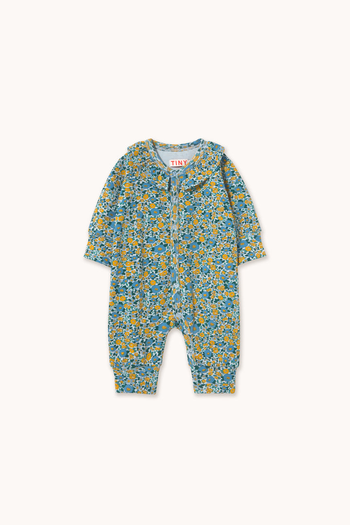 Tiny Cottons – Flower Pattern Rib One-Piece