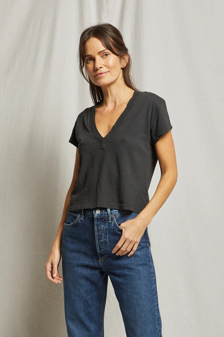 Perfect White Tee - Alanis Recycled V-Neck in Vintage Black