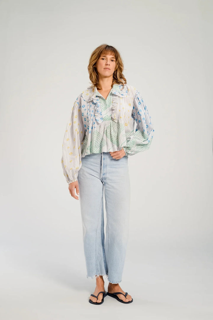 V De Vinster – Baya Blouse in Lemon Flori