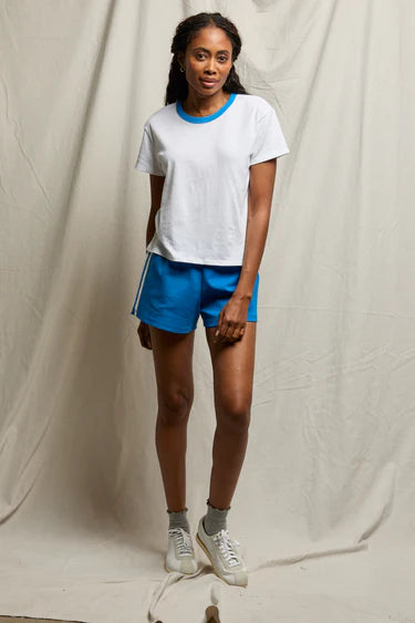 Perfect White Tee – Billie Ringer Crew Tee in Cobalt