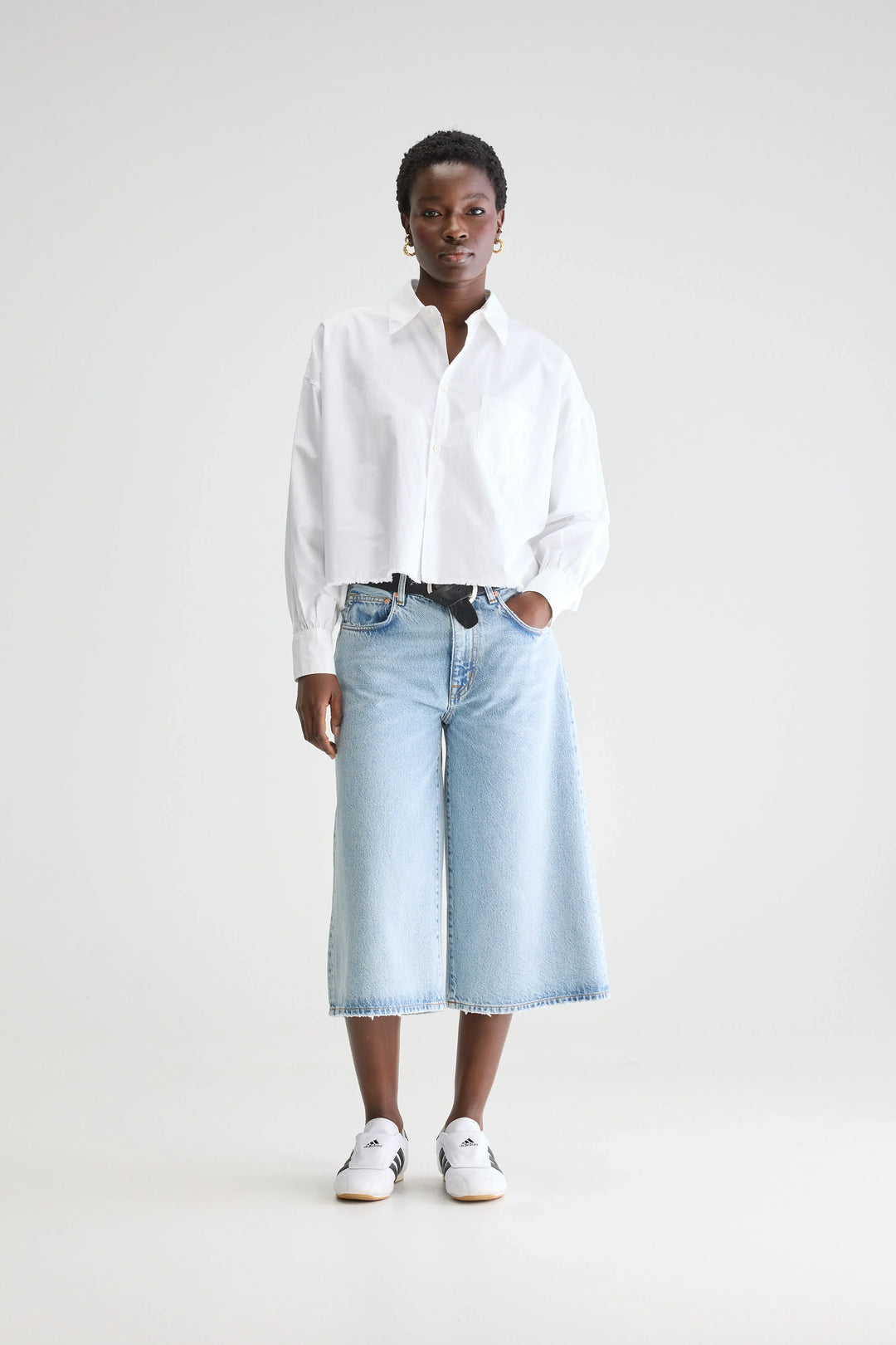 Bellerose – Kraft Cropped Shirt in White Poplin