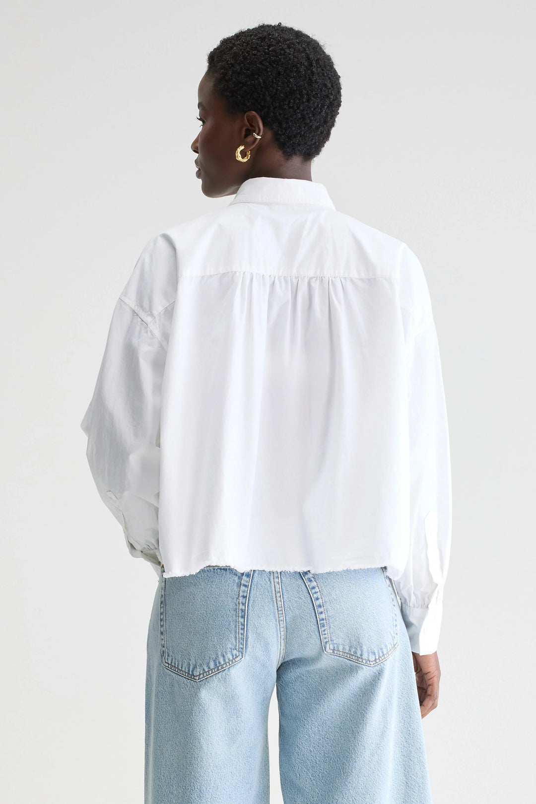 Bellerose – Kraft Cropped Shirt in White Poplin