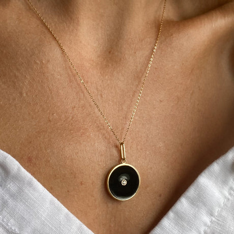 Thatch - Balia Stone + Black Enamel Necklace