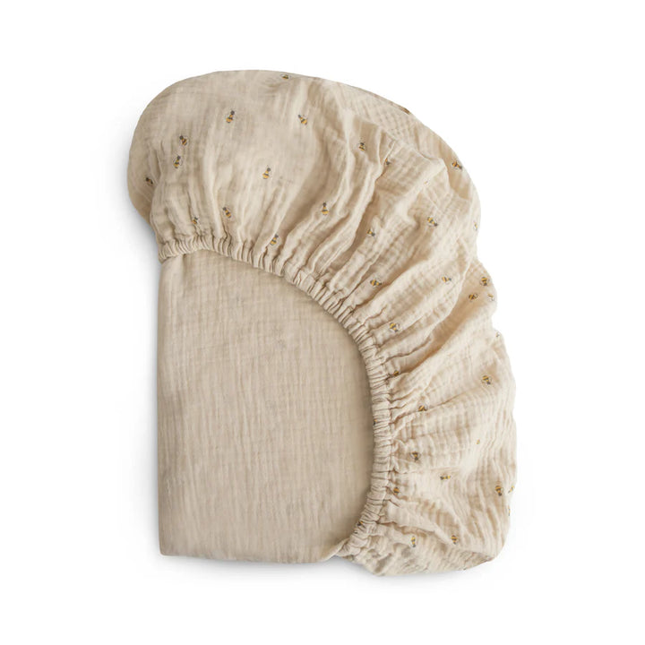 Mushie - Extra Soft Muslin Crib Sheet in Bees
