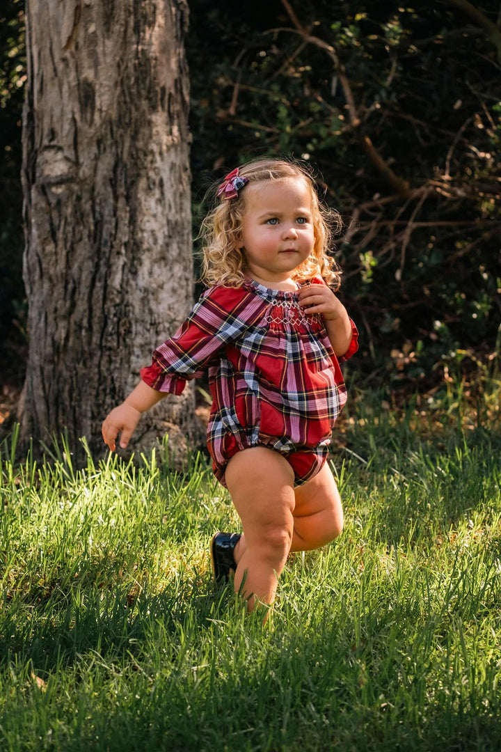 Wild Wawa- Nora Romper in Heritage Tartan