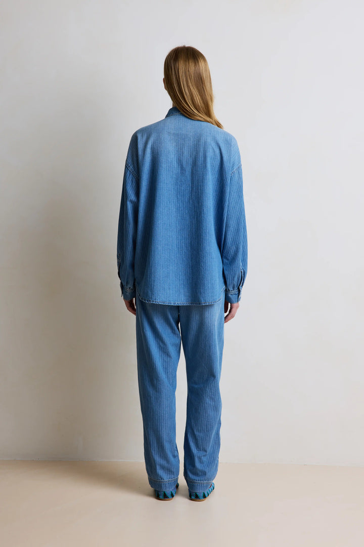 Hod - Kaitline Denim Shirt in Blue Stripe