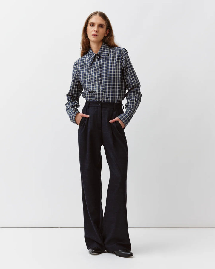 Diega - Cilva Blouse in Blue and Black Plaid