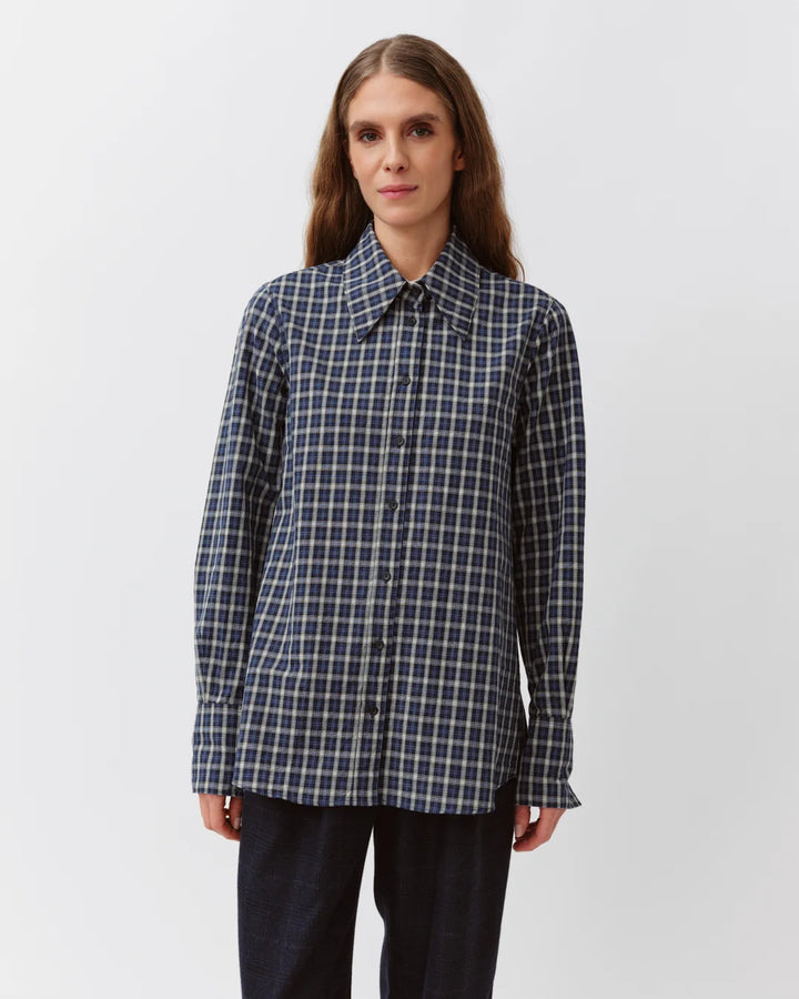 Diega - Cilva Blouse in Blue and Black Plaid