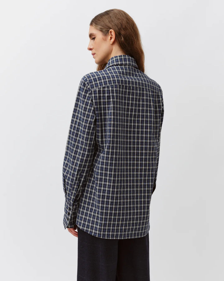Diega - Cilva Blouse in Blue and Black Plaid