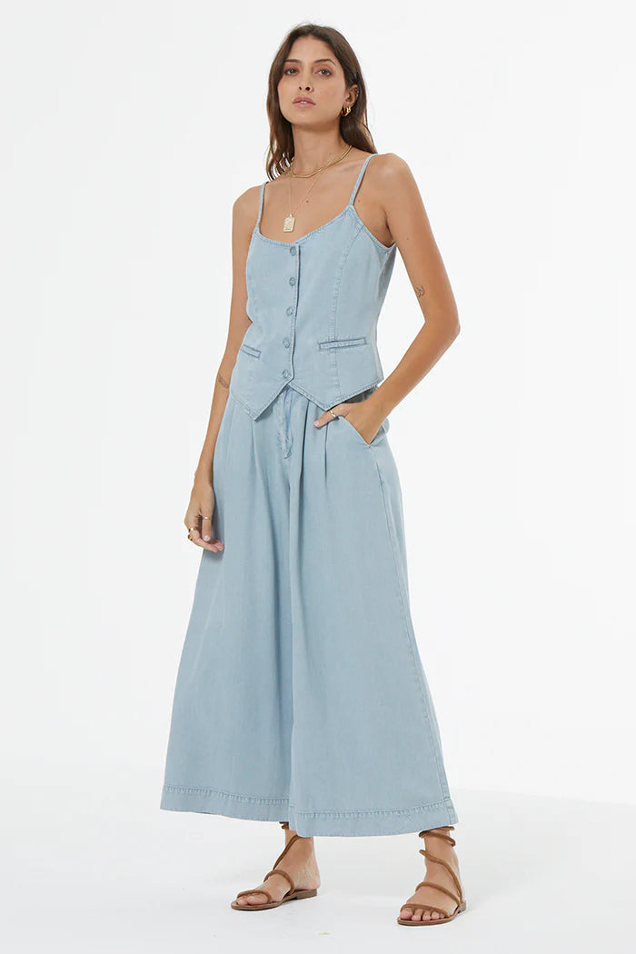 YFB – Calvin Crop Wide Leg Trouser in Pale Blue Wash