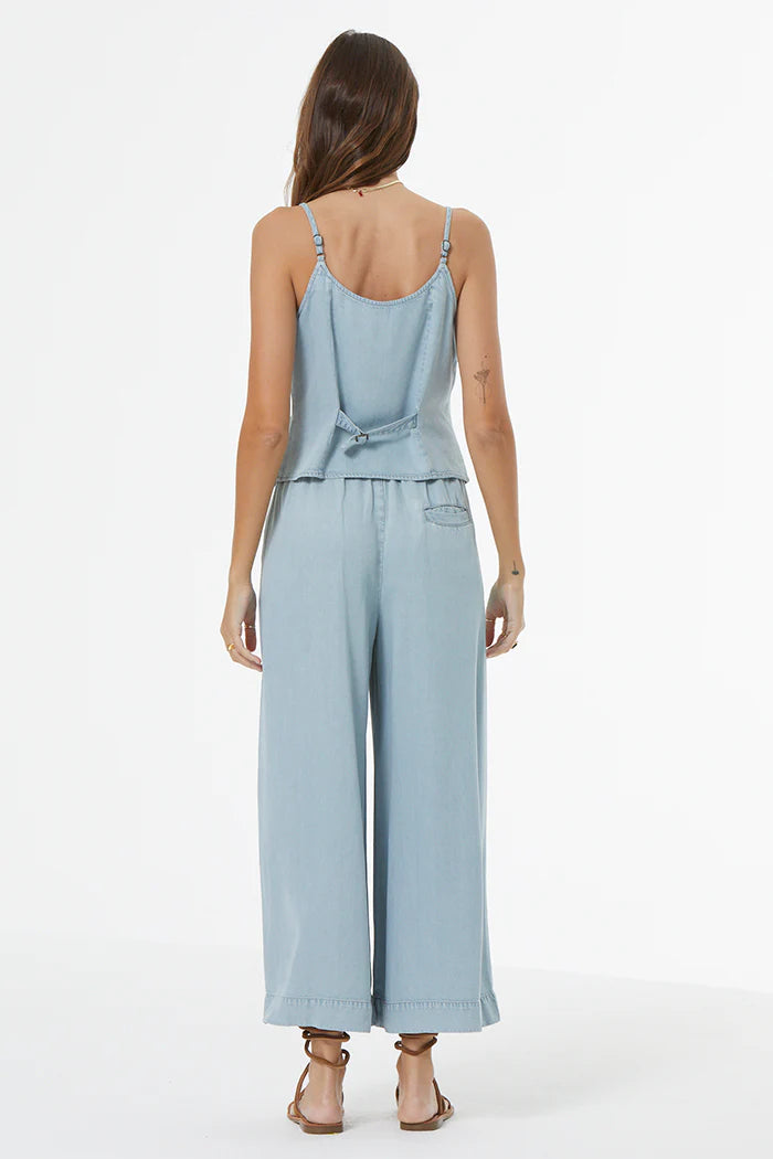 YFB – Calvin Crop Wide Leg Trouser in Pale Blue Wash