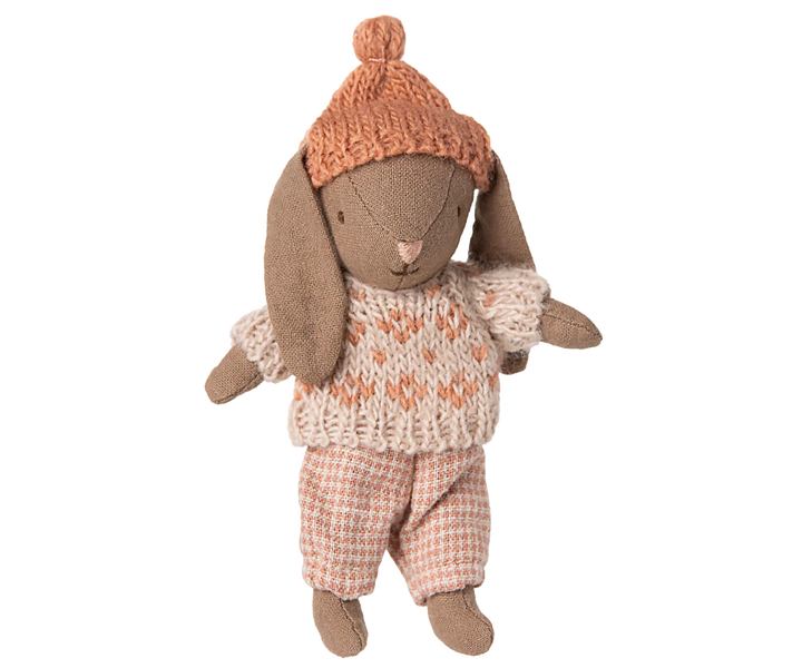 Maileg - Winter Bunny Micro in Brown and Rose