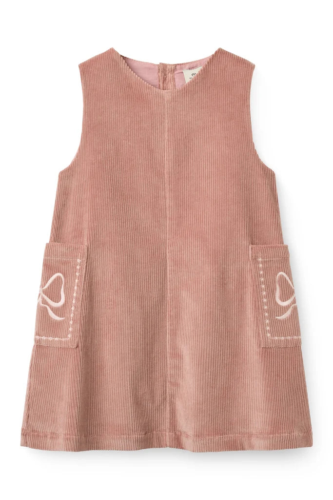 Copenhagen Colors- Corduroy Dress W Embroidery in Winter Rose
