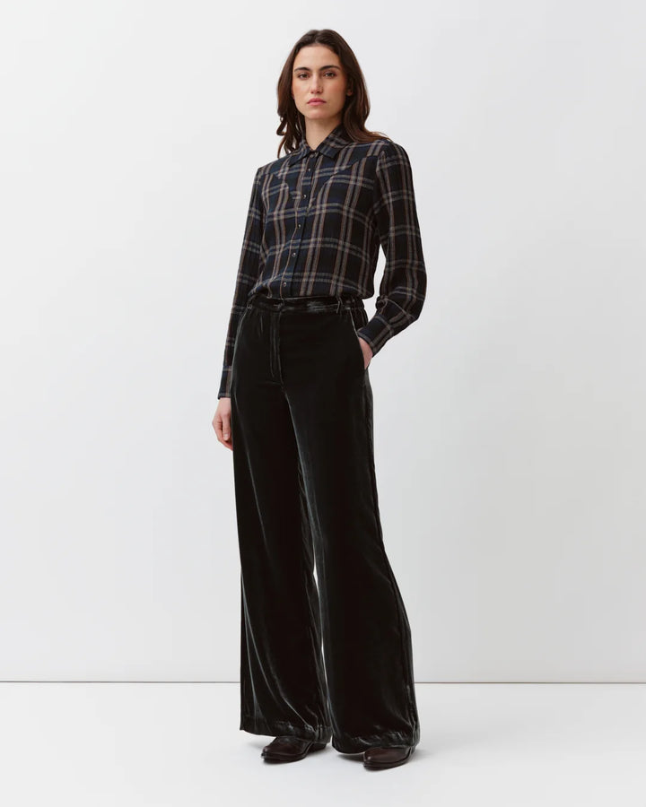 Diega - Costelina Button Down Top in Blue and Green Plaid