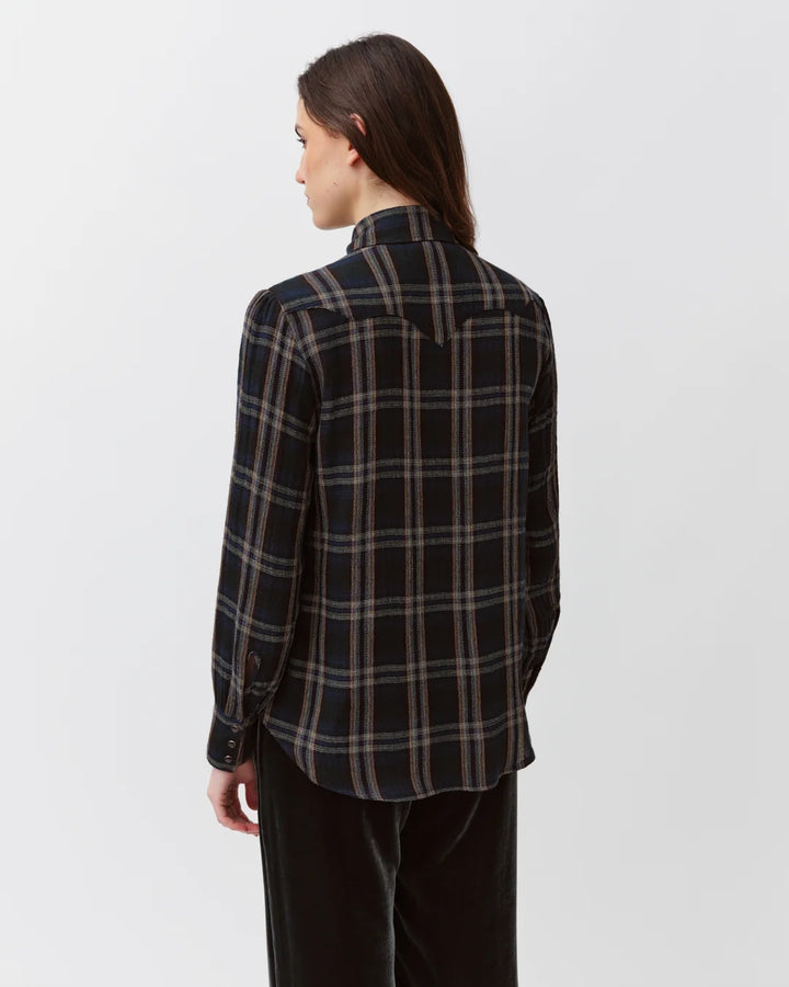 Diega - Costelina Button Down Top in Blue and Green Plaid