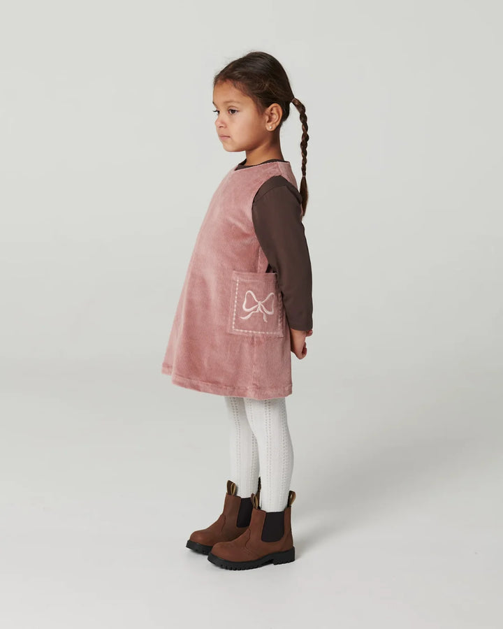Copenhagen Colors- Corduroy Dress W Embroidery in Winter Rose