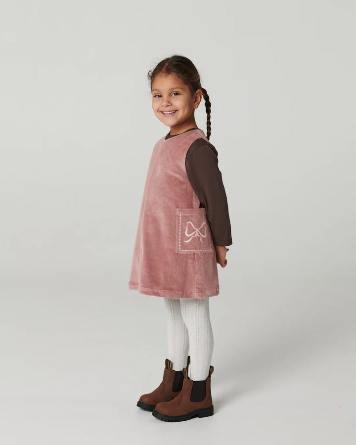Copenhagen Colors- Corduroy Dress W Embroidery in Winter Rose