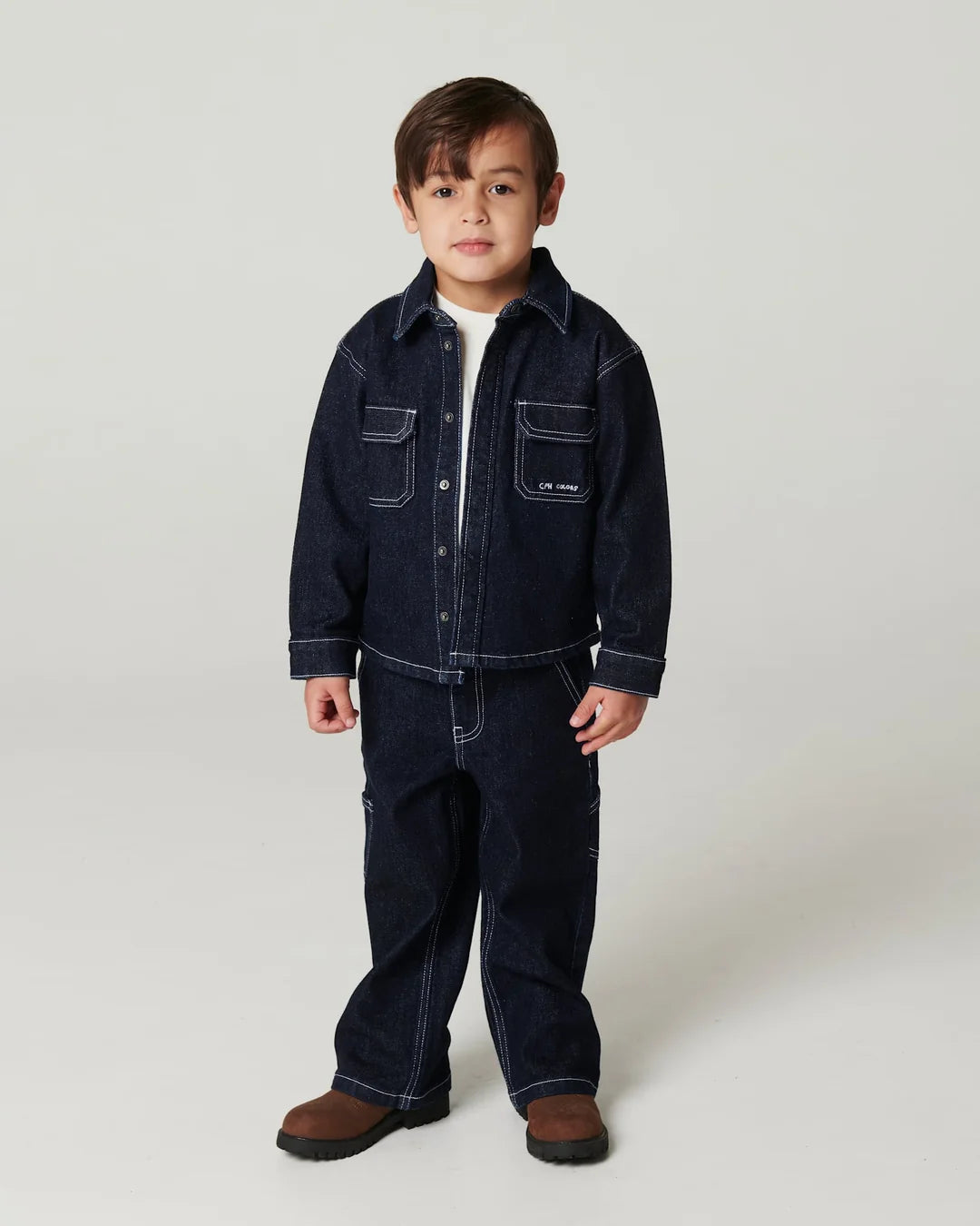 Copenhagen Colors- Cotton Dark Denim Shirt W Exposed Stitching