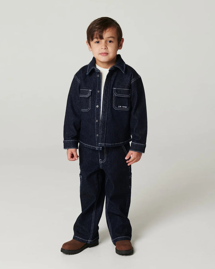 Copenhagen Colors- Cotton Dark Denim Shirt W Exposed Stitching