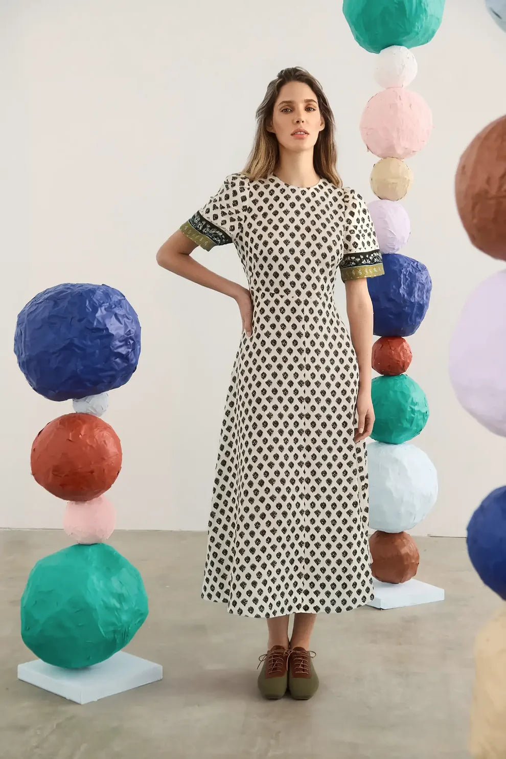 Hunter Bell - Casey Dress in Thistle & Vine Cream