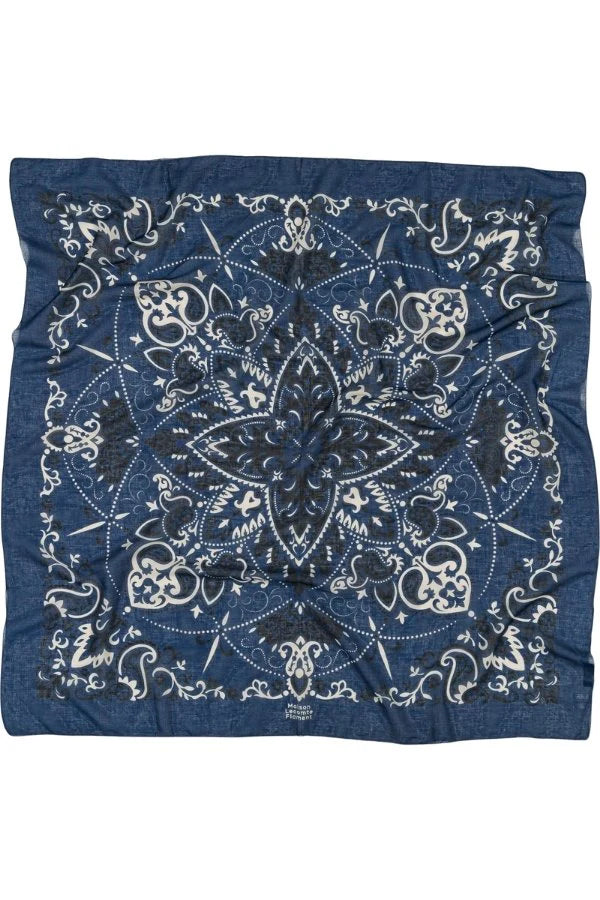 Maison Lecomte Flament – Cotton Bandana Scarf in Navy