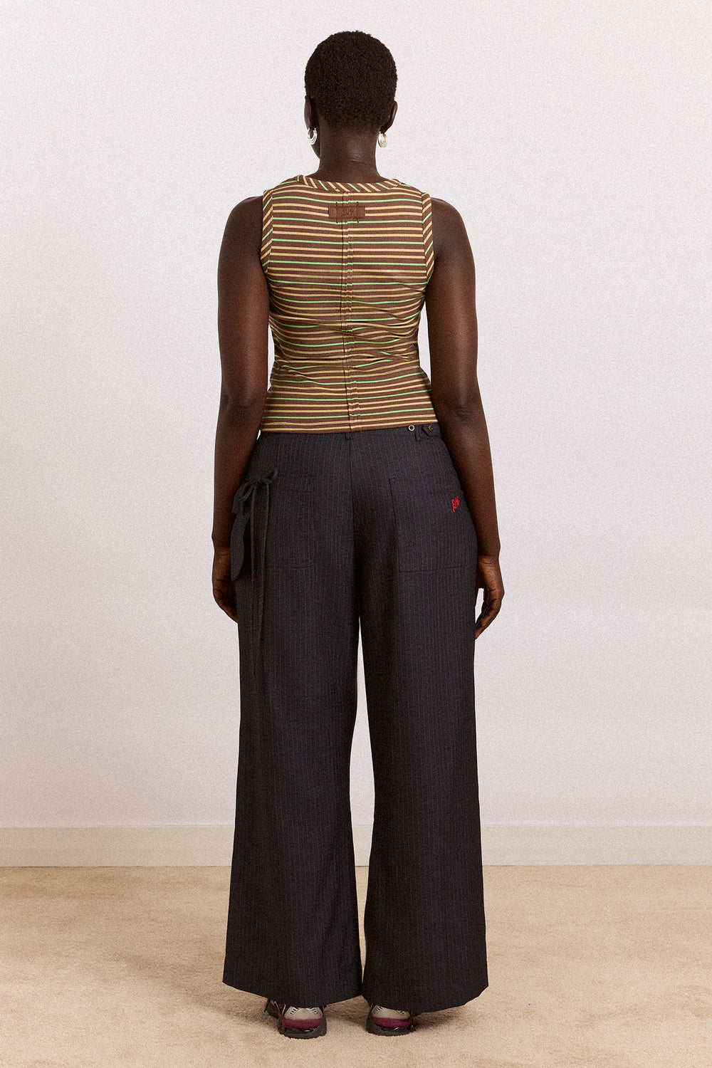 Damson Madder – Arlea V-Neck Tank in Brown Stripe