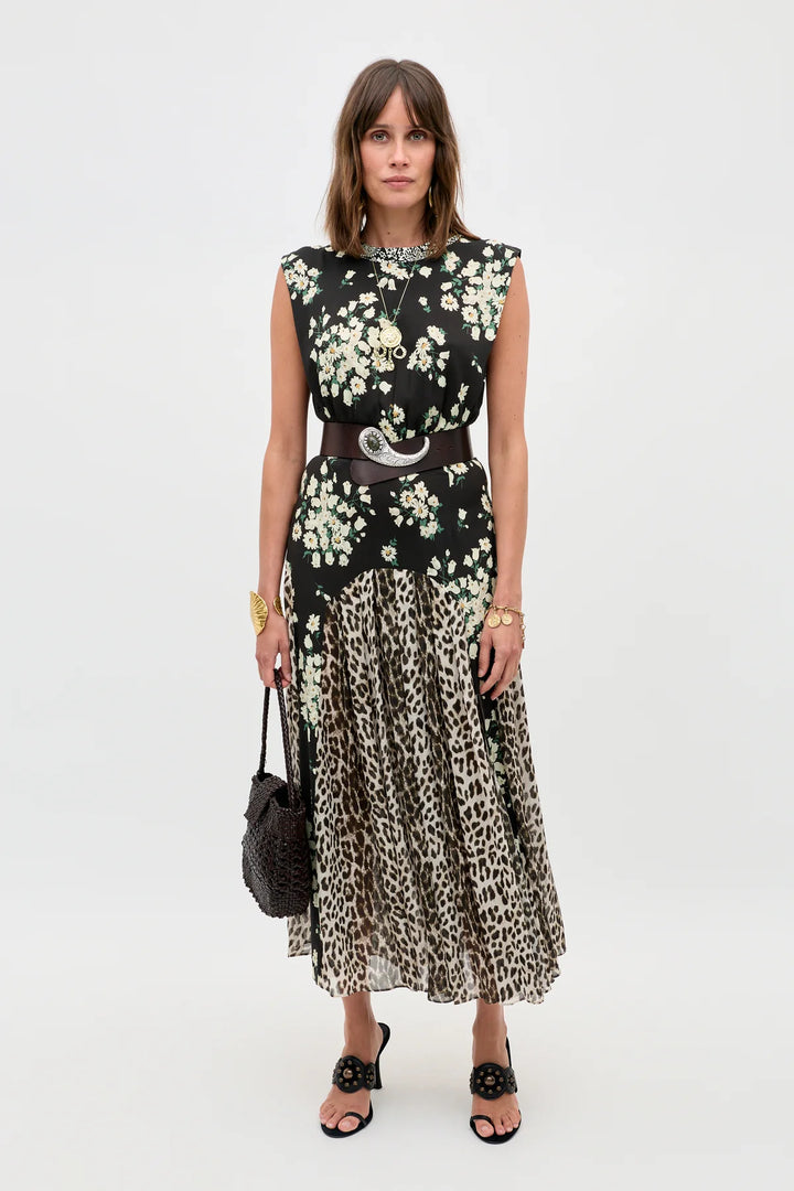 RIXO - Coralie Dress in Amelia Gremlin Mix Black