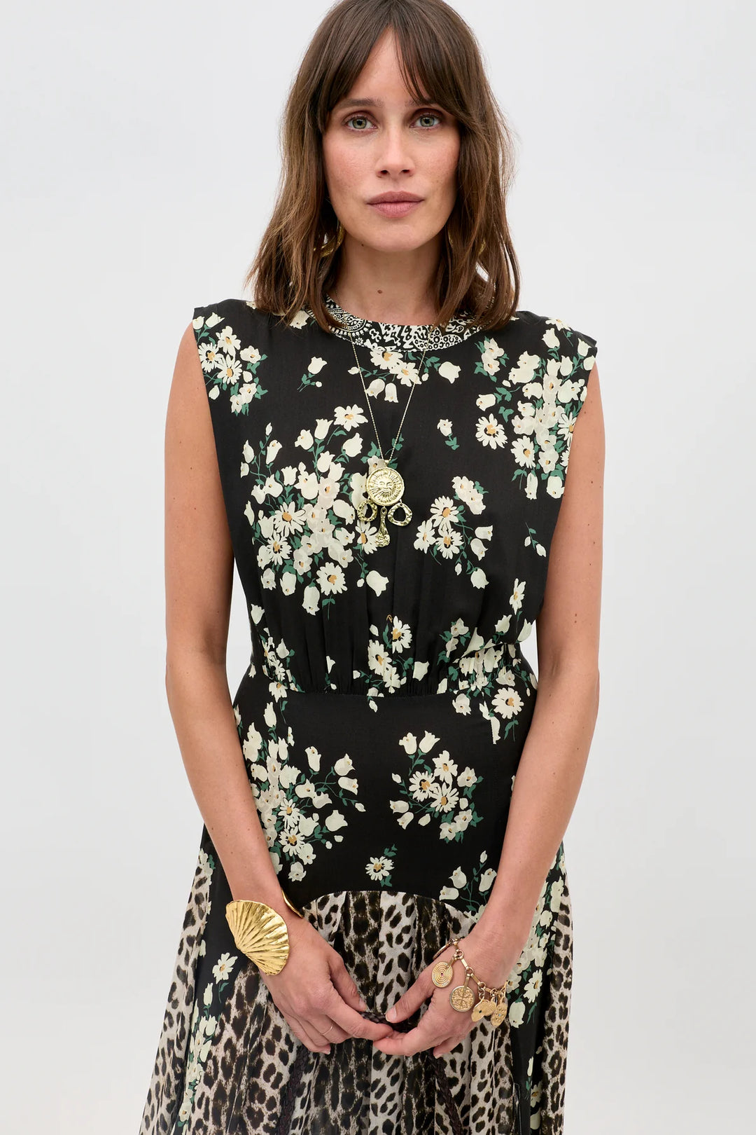 RIXO - Coralie Dress in Amelia Gremlin Mix Black