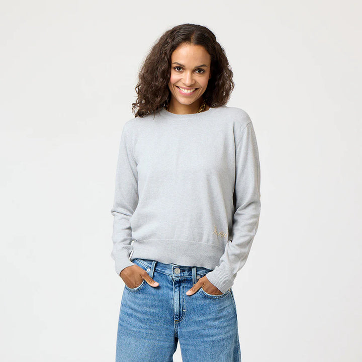 Kerri Rosenthal – Patchwork Cotton Pullover in Silver Fox