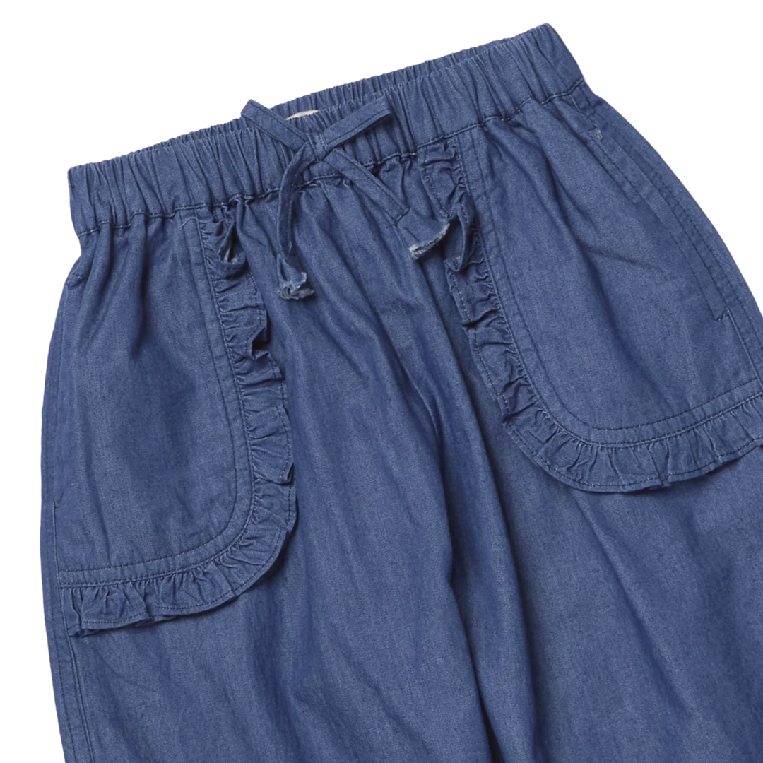 Pink Chicken – Girls Ruffle Chambray Pant
