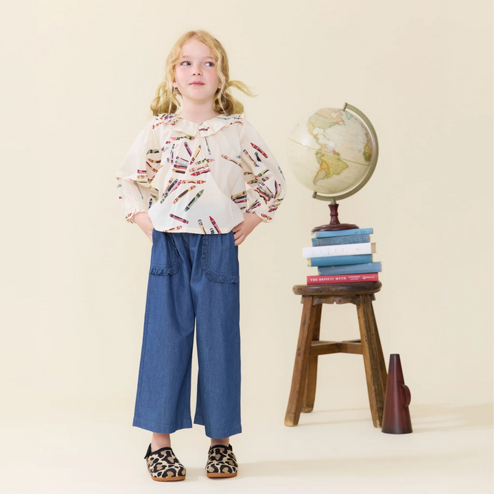 Pink Chicken – Girls Ruffle Chambray Pant