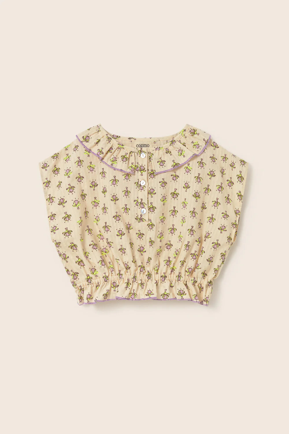Cozmo- Dara Cotton Blouse in Lavender Indian Flower