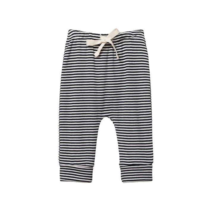 Nature Baby – Cotton Drawstring Pants in Navy Stripe