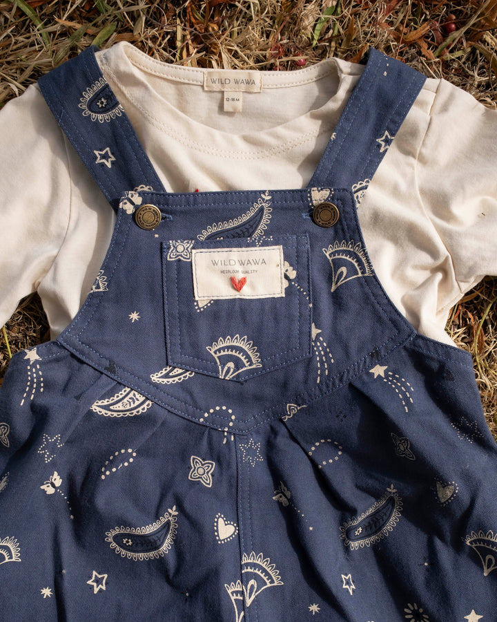 Wild Wawa- Overall Romper in Midnight Bandana