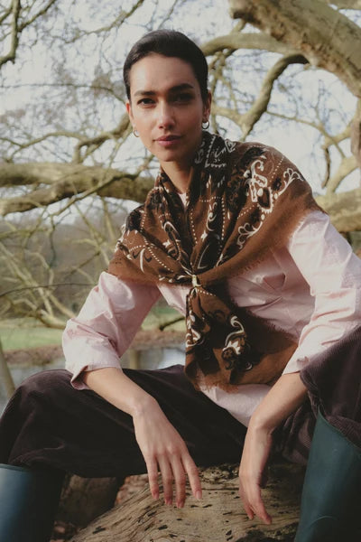 Maison Lecomte Flament – Wool Cashmere Bandana in Hazelnut