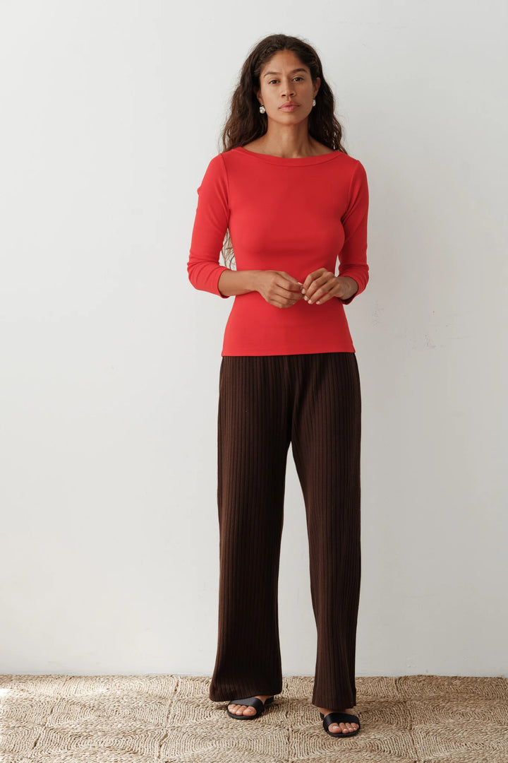 Donni – Sweater Rib Simple Pant in Espresso