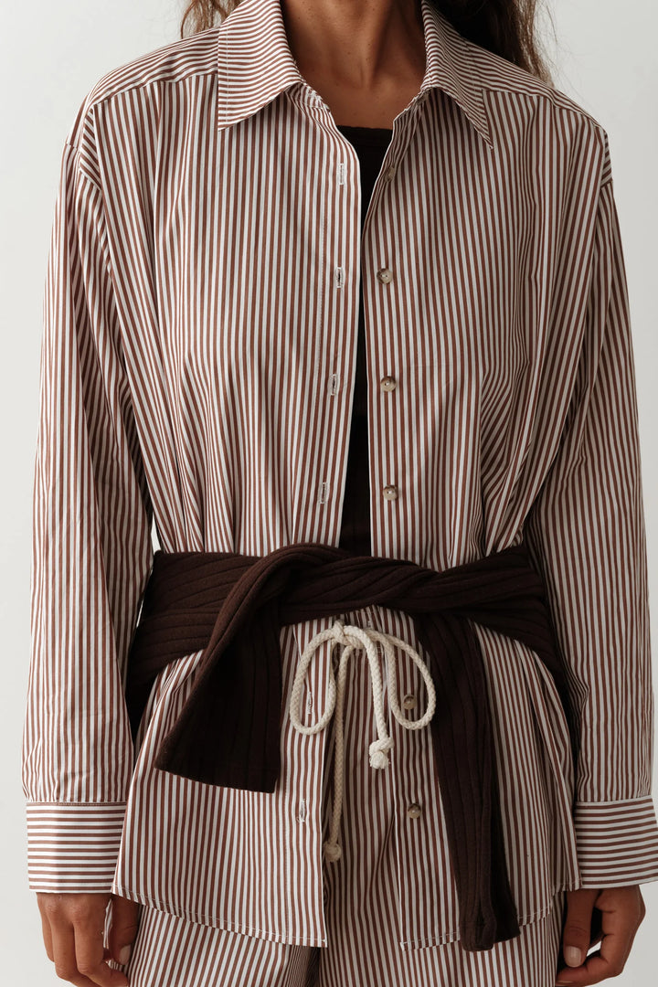 DONNI - Pop Shirt in Espresso Stripe