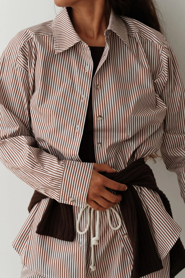 DONNI - Pop Shirt in Espresso Stripe