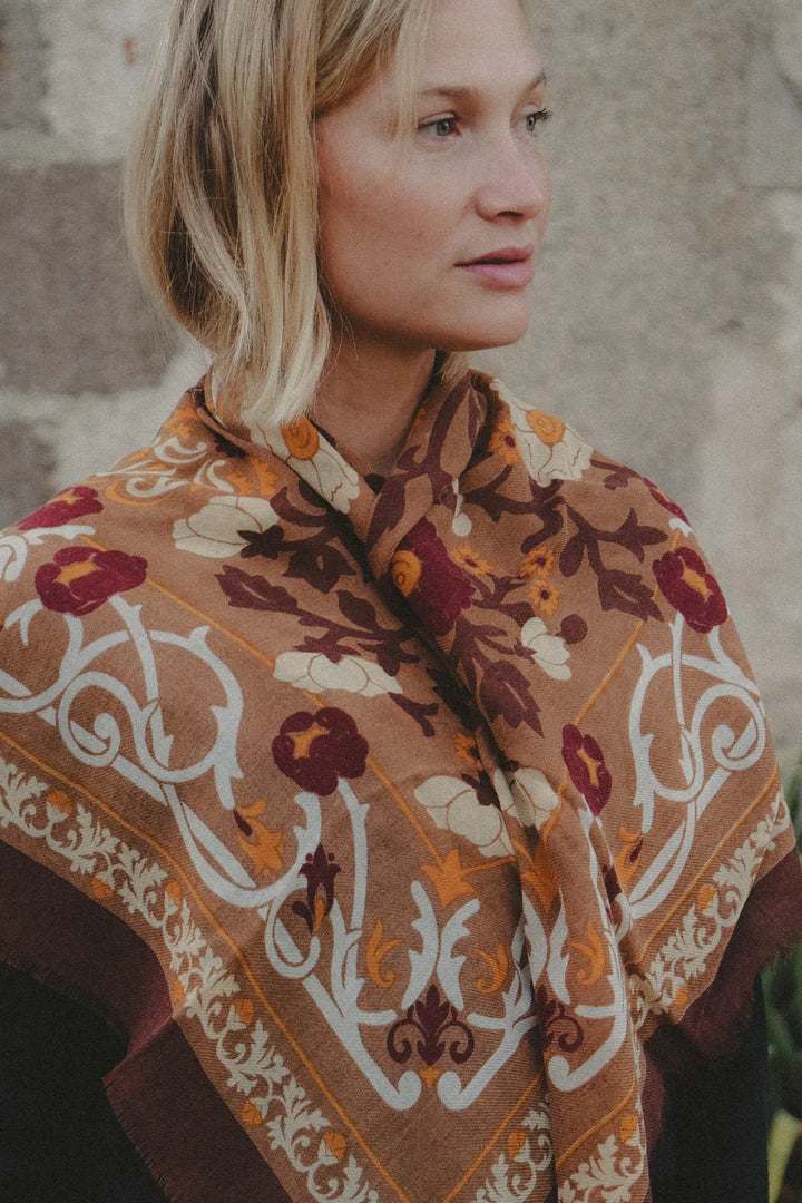 Maison Lecomte Flament – Wool Silk Blend Bandana in Marie Antoinette Camel