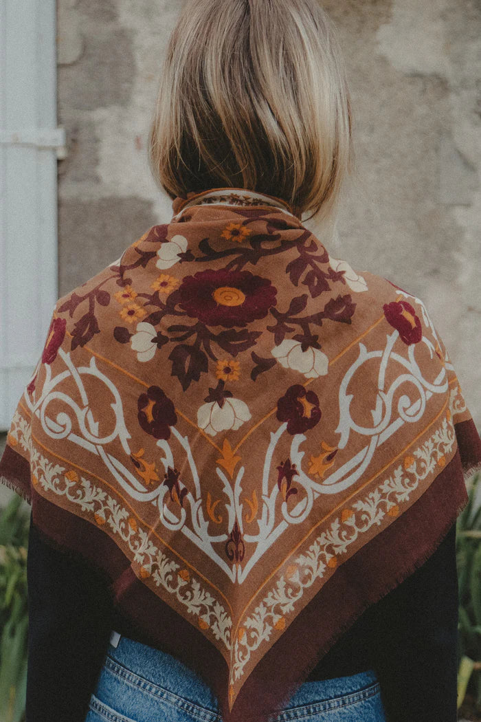 Maison Lecomte Flament – Wool Silk Blend Bandana in Marie Antoinette Camel